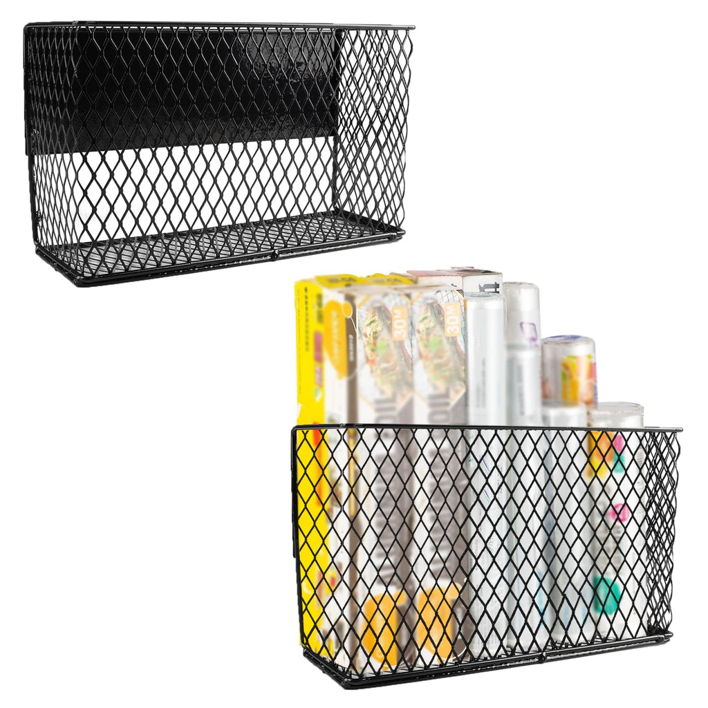 Yomjarl Aluminum Foil Organizer,Kitchen Foil and Plastic Wrap Holder with Mesh Strong Magnetic,Wrapping Paper Plastic Bag Storage Organizer,Inside Cabinet Freezer Door Storage Holders & Organizers