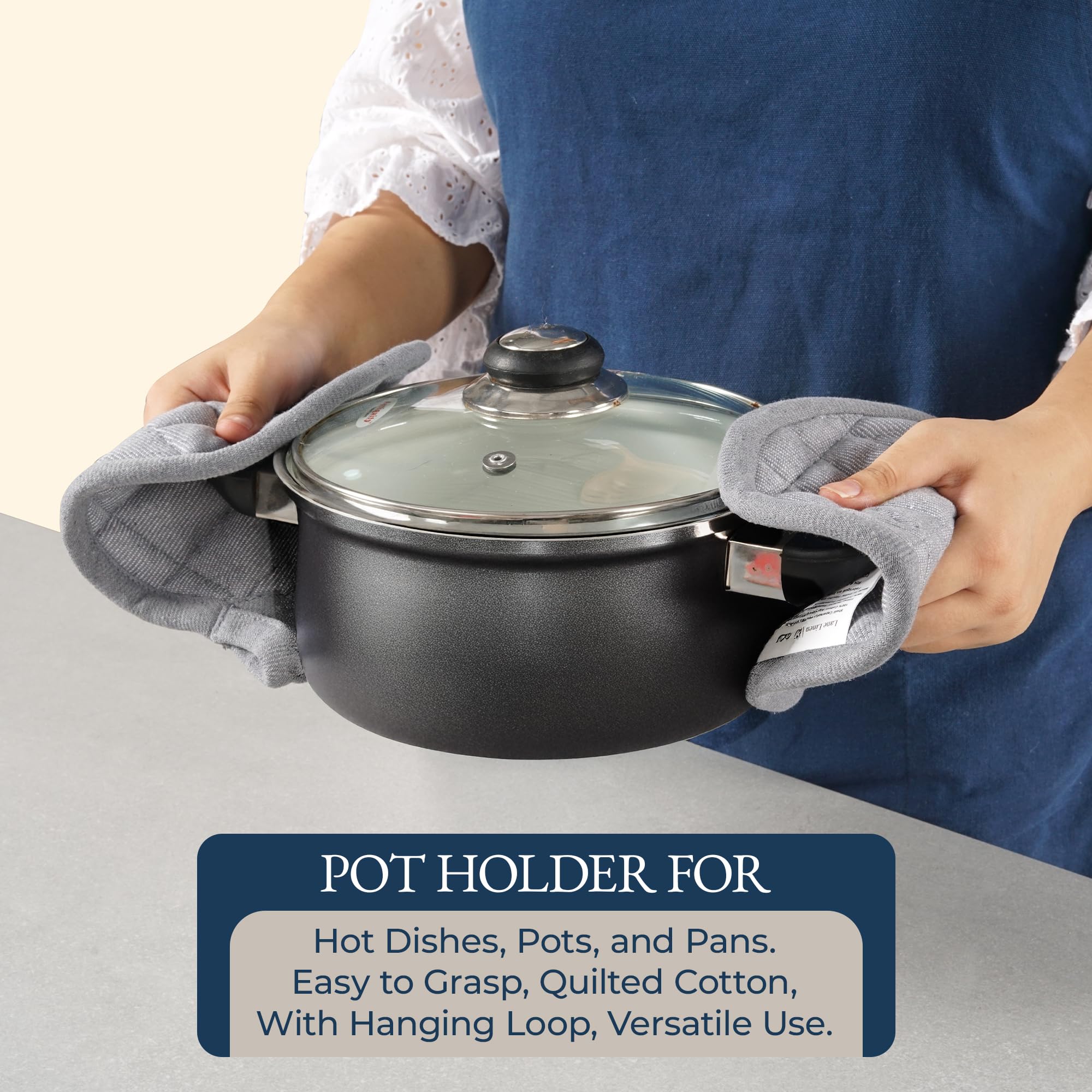 LANE LINEN Kitchen Towels and Dishcloths Sets - 20 Pc Kitchen Essentials for New Home, Heat Resistant Oven Mitts & Pot Holder, Absorbent Flour Sack Dish Towels- Grey