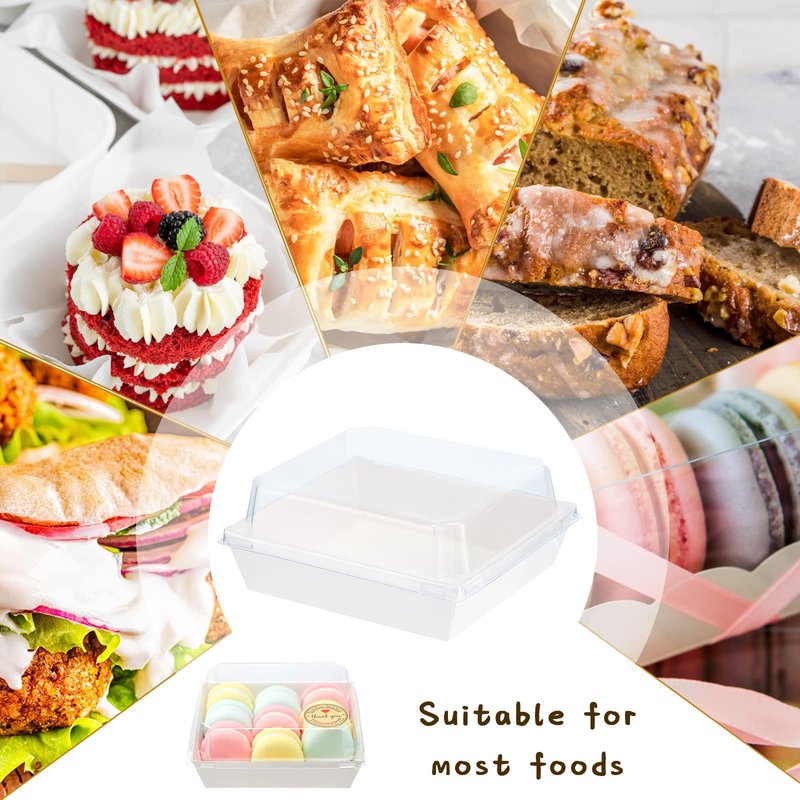 Sieral 60 Pack Small Charcuterie Boxes with Clear Lids Mini Food Containers Disposable Charcuterie Boxes with Thank You Stickers for Thanksgiving Christmas(Brown, White)