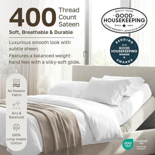 California Design Den Split King Sheet Set - 100% Cotton, 400 TC, Silky Sateen, Deep Pockets - Peacock Blue
