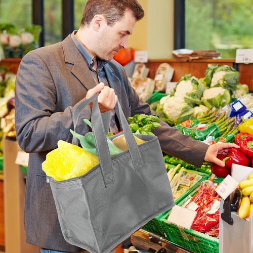Lallisa 24 Pack Insulated Lunch Bags Bulk Reusable Leakproof Waterproof Thermal Cooler Bags Insulated Beverage Box for Office Picnic Snack Women Men(Gray)
