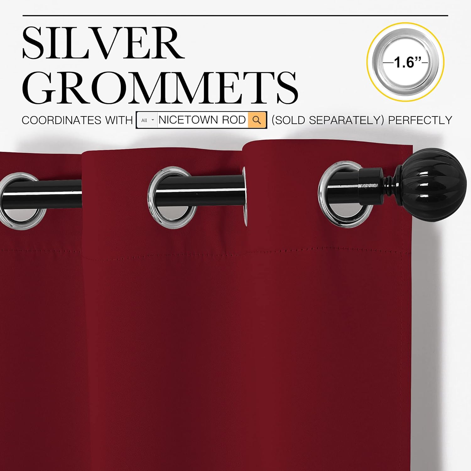 NICETOWN Burgundy Red Blackout Curtains - Thermal Insulated Grommet Draperies (55" x 96") for Holiday Decor