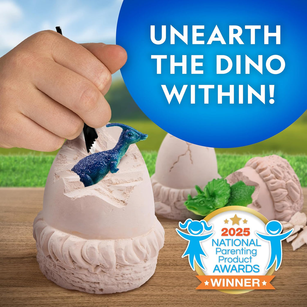 National Geographic Dinosaur Dig Kit - 12 Dino Shaped Dig Bricks with Figures & Excavation Tools | STEM Toy for Kids