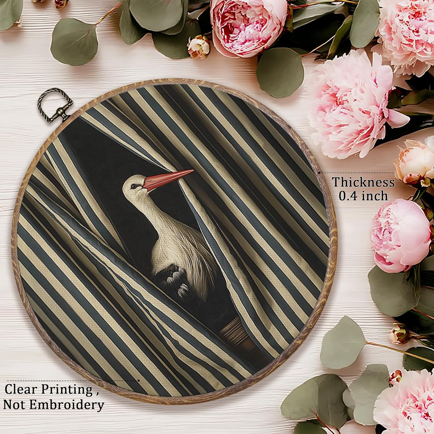 Sufamb Retro Heron Bird Wall Art - Elegant Framed Canvas Decor for Bedroom & Living Room | 10x10 Inches