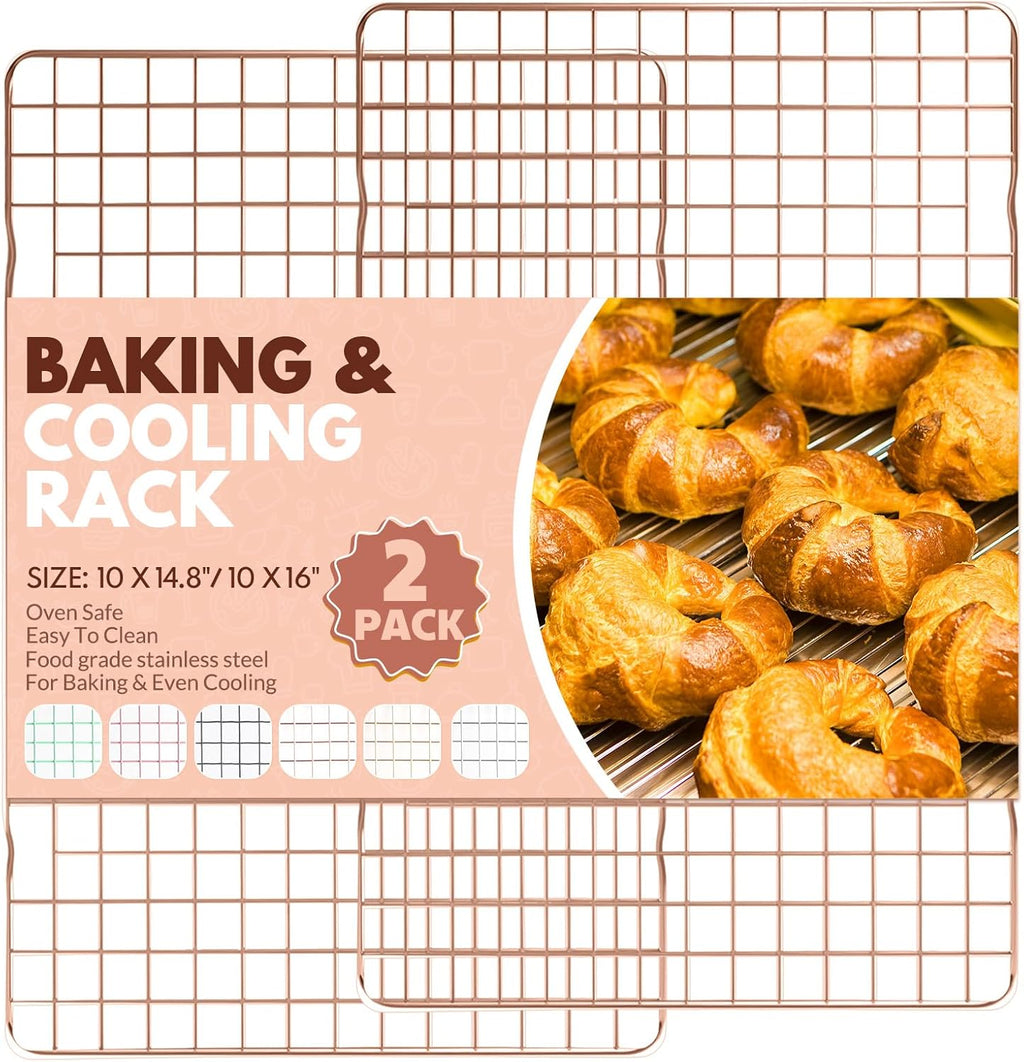 Skiennix Cooling Racks - 2 PCS Stainless Steel Baking Racks, 14.8x10 Inches, Oven Safe | Perfect for Cookies & Bacon