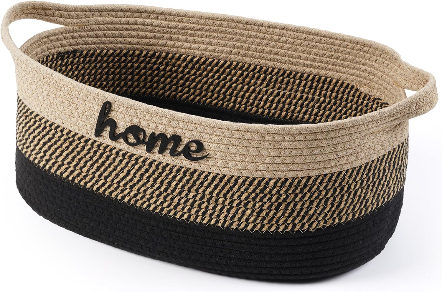 Woven Dog Toy Basket by [Brand Name] - Large 22" x 11" x 7.9" Cotton Organizer with Handle | Light Beige