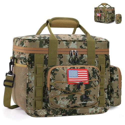 Maelstrom Large Tactical Lunch Box for Men,Insulated Lunch Bag, Leakproof Soft Cooler Bags with Detachable MOLLE Bag,Durable Lunch Tote for Adult Women Work,Picnic,30 Cans/20 L, Camouflage