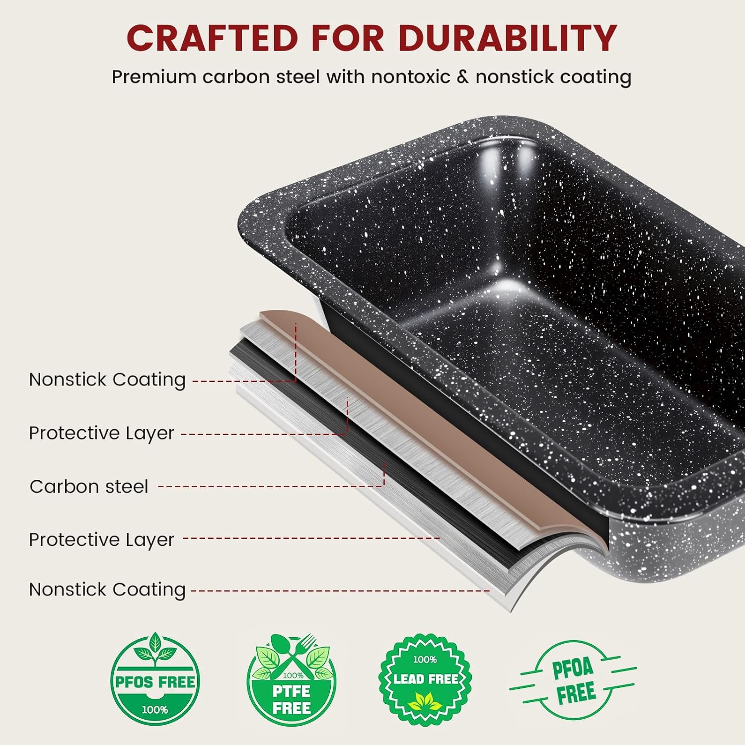 Terlulu 10-Piece Nonstick Baking Pans Set - Versatile Bakeware for Oven Cooking | Stackable Carbon Steel in Black