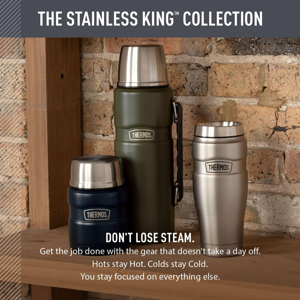 THERMOS Stainless King Vacuum-Insulated Beverage Bottle - 40 Ounce, Matte Stainless Steel Finish