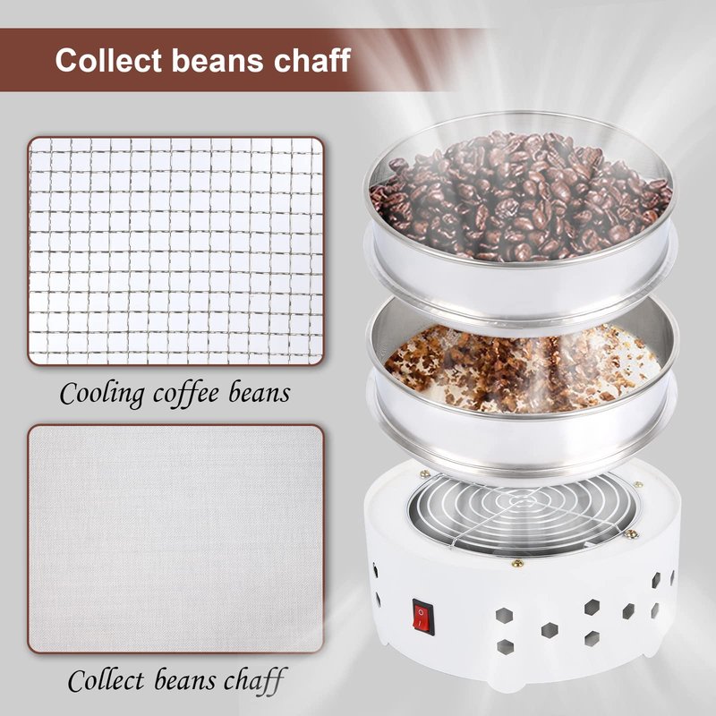 WISSXOER iCosoni Coffee Bean cooler Electric Coffee Roasting Cooling Machine High Capacity 550G Double layer Collect Chaff (350g Black)