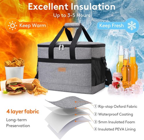 Lifewit Cooler Bag - Insulated, Collapsible Tote for 30-60 Cans | Leakproof Design for Camping & BBQ