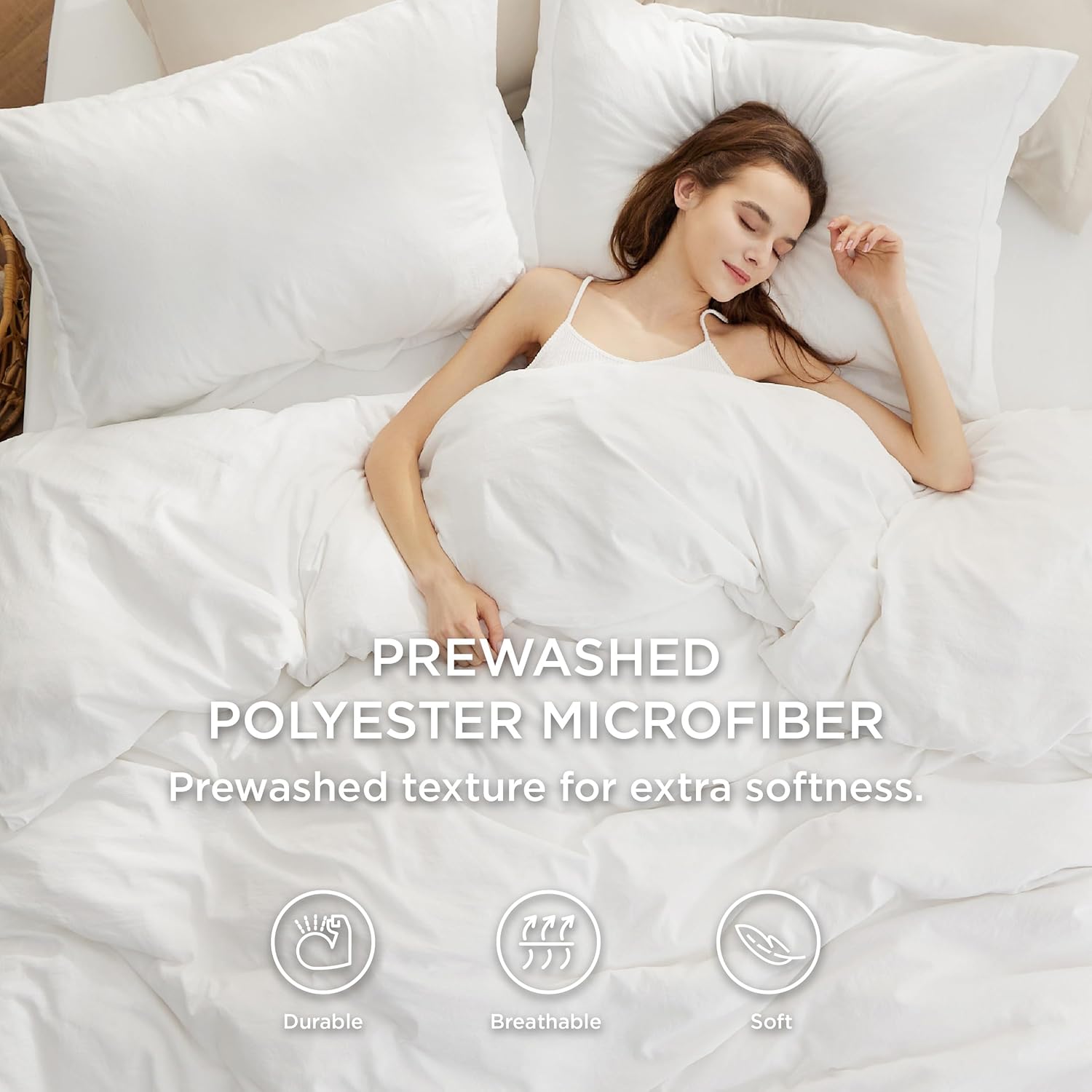 Bedsure Duvet Cover Set - King Size 4-Piece Extra Soft Cotton-Like Bedding in White | Includes Zipper Closure Duvet Cover 104x90 Inches, 2 Pillow Shams, Fitted Sheet