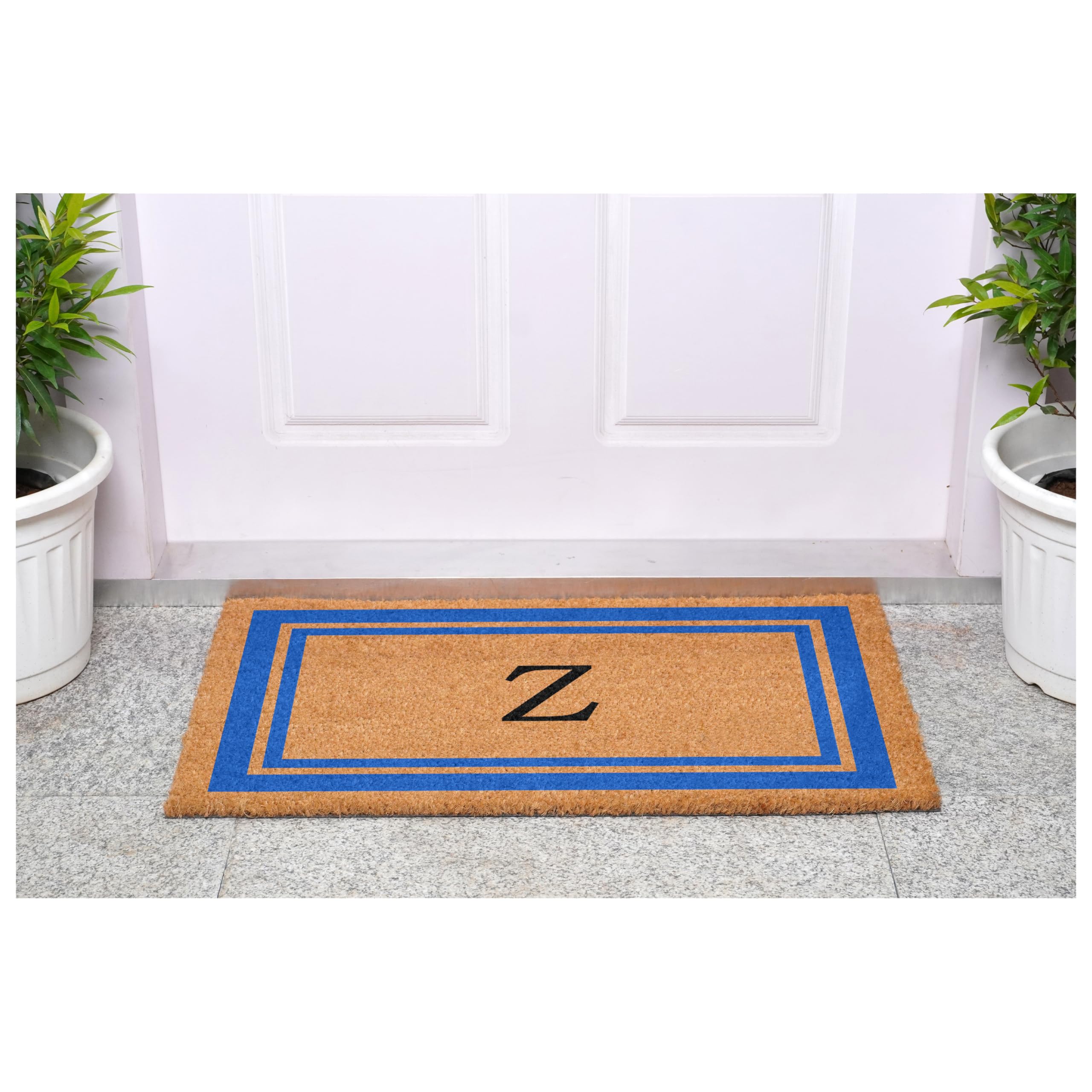 Calloway Mills 152972436Z Blue Border 24" x 36" Monogram Doormat (Letter Z)