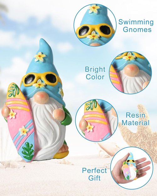iStatue Pool Gnomes - 2PCS Funny Hand-Painted Resin Statues for Beach Decor | Summer Garden Gifts