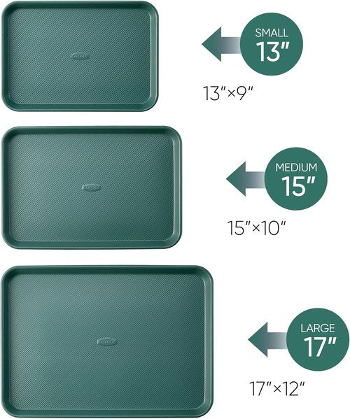 CAROTE 3-Piece Baking Pan Set - Versatile Bakeware Set with 13", 15", & 17" Cookie Sheets in Deep Olive Green