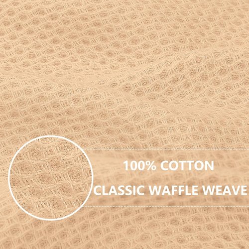 Homaxy 100% Cotton Waffle Weave Dish Towels - Ultra Soft, Absorbent & Quick Drying | 13 x 28 Inches, 12-Pack, Apricot