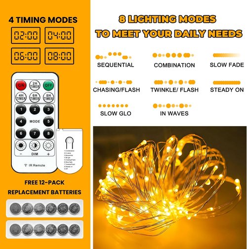 HXWEIYE Fairy Lights - 6 Pack Battery Operated with Remote & Timer | 20 LED Mini Firefly Lights for Indoor/Outdoor Decor