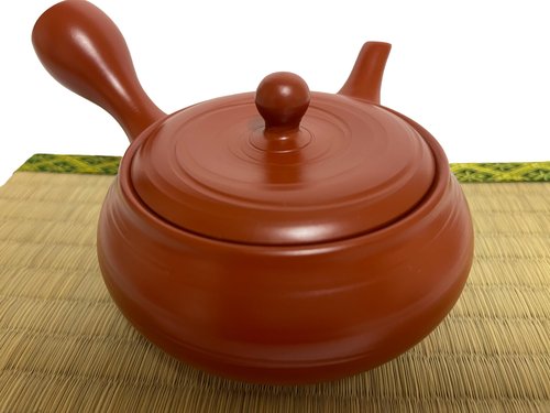 Japanese Kyusu tokoname Clay Teapot 10.8 fl.oz. Takeharu Red Clay Streak pattern from Japan