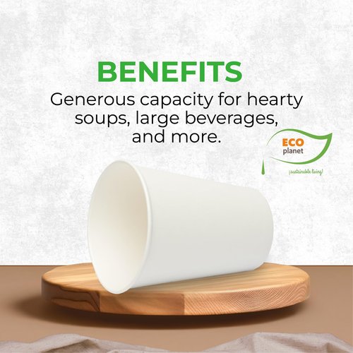 ECOPLANET Compostable Disposable Cups with Lids | Biodegradable and Eco-Friendly Beverage Solution | Durable Cups for Hot and Cold Drinks (9 oz)