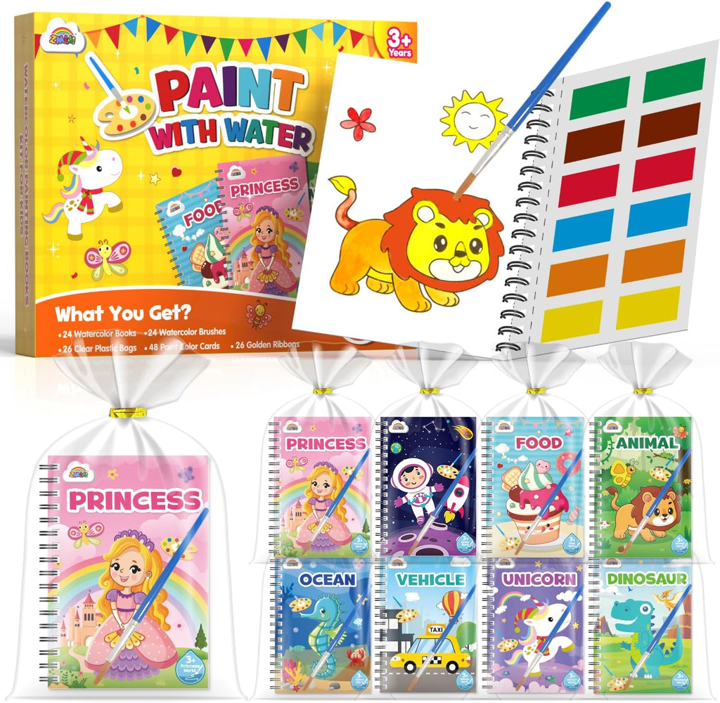ZMLM 24 Mini Water Coloring Books - Perfect Easter Basket Stuffers for Kids Ages 4-8 | Fun Party Favors