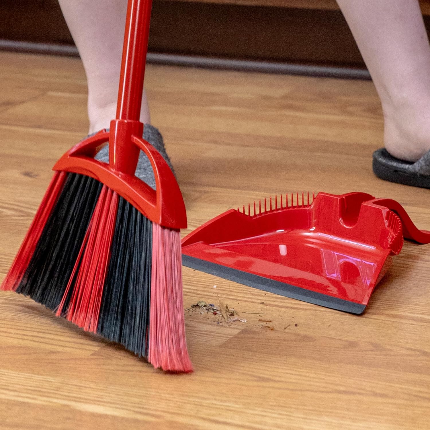 O-Cedar One Sweep Broom - Lightweight Step-On Dustpan for Effortless Pet Hair Removal | Quiet Cleaning Tool