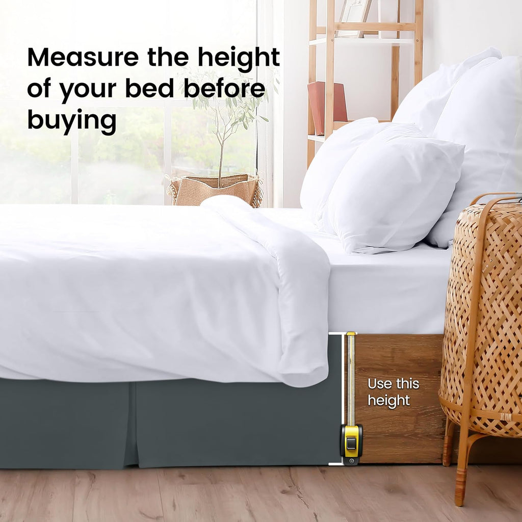 Utopia Bedding Queen Bed Skirt - Soft Quadruple Pleated Ruffle - 16-Inch Tailored Drop | Hotel Quality, Grey