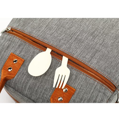 FlowFly Insulated Lunch Bag With Shoulder Strap for Women, Men, and Kids, Large and Reusable, Handle, Freezable Work and School Travel Tote and Meal Prep Organizer,Grey