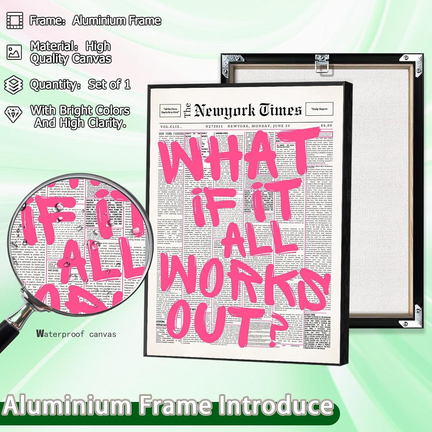 Skiennix Pink What If It All Works Out Wall Art - Black & White Canvas Poster | 16x24in Framed Inspirational Decor