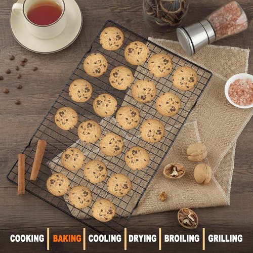 Hunnycook Stainless Steel Cooling Rack - 15.8” x 9.8” Oven Safe Baking Rack for Roasting & Grilling