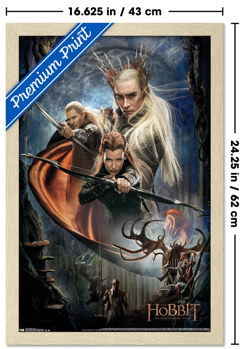 The Hobbit: The Desolation Of Smaug - Group Wall Poster, 22.4L" x 14.7W", Blonde Framed Version