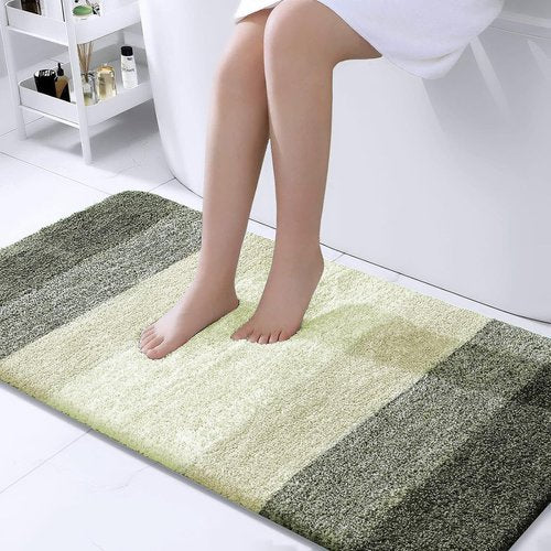 **OLANLY Extra Soft Microfiber Bathroom Runner Rug - 44x24, Quick Dry, Washable, Dark Green**
