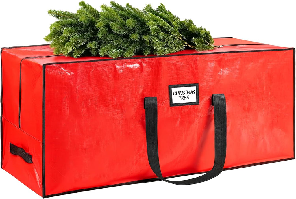 Skiennix Christmas Tree Storage Bag - Waterproof Protection for 7.5 ft Artificial Trees | Durable Handles & Zippers, Red