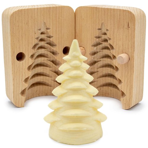 Polart, Christmas Tree Butter Mold - Traditional Wooden Polish Decorative Tree Molds, Homemade Butter Shaper and Wood Kitchen Accessory - Table Decorations at Occasions, Party, and Celebrations