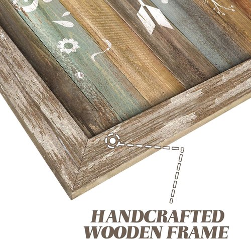 Framed Bathroom Wall Art - Rustic Bath Rules Sign | Funny Toilet Saying Decor for Home