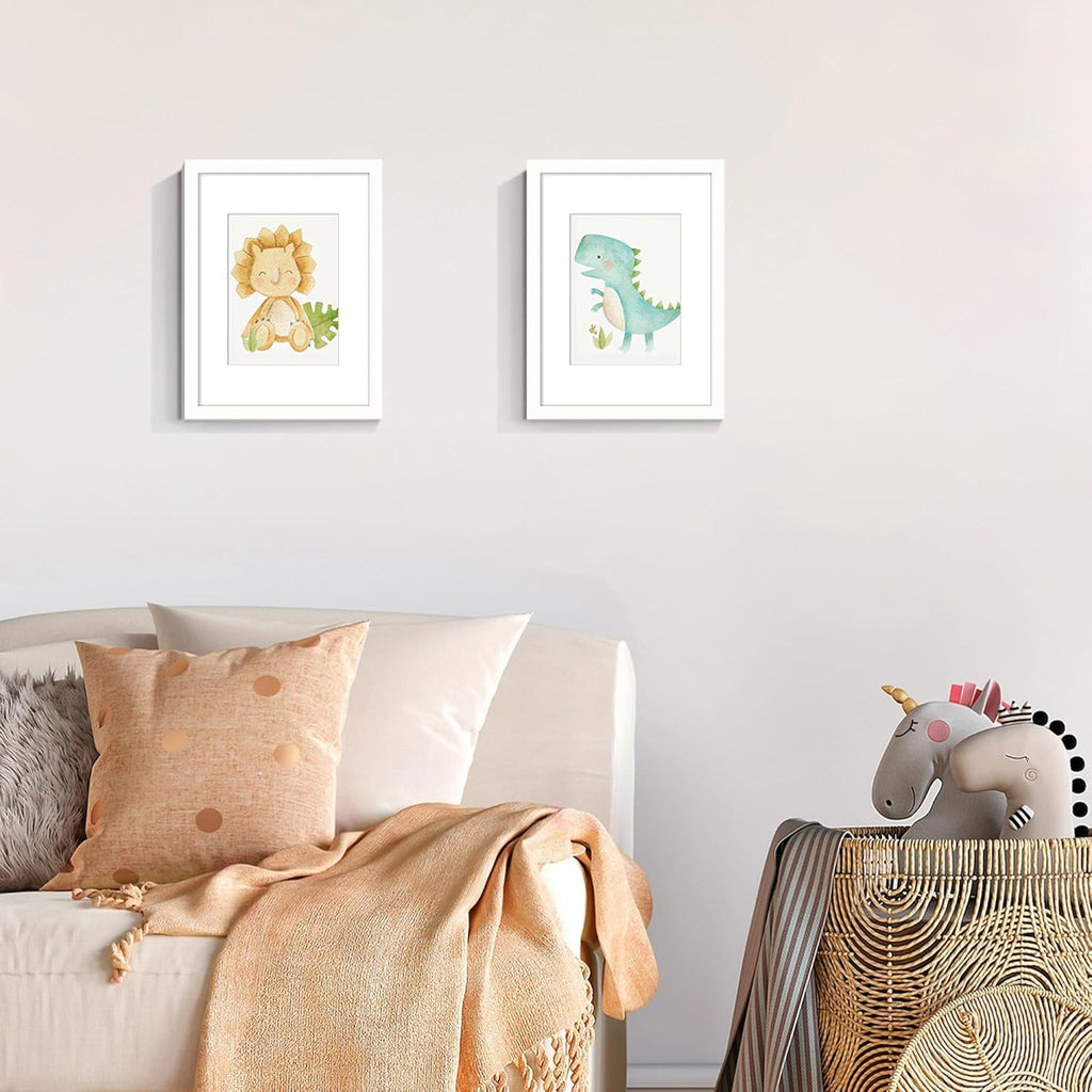Upsimples 9x12 Picture Frame Set of 5 - Display 6x8 Photos with Mat or 9x12 Without | White Gallery Frames