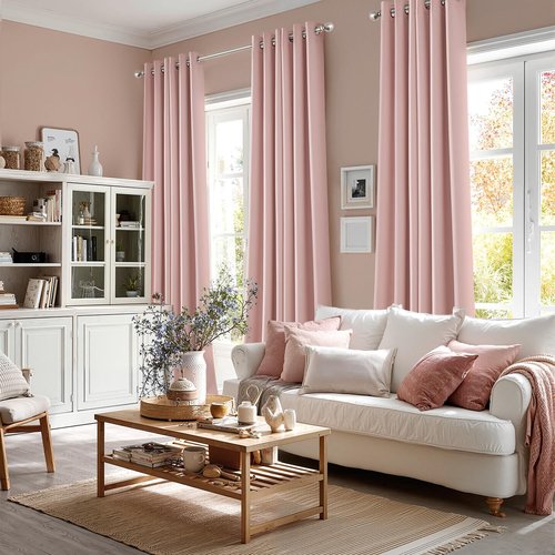 MIULEE Blackout Curtains - Baby Pink Thermal Insulated Drapes | 96-Inch Long, 2 Panels for Nursery & Living Room