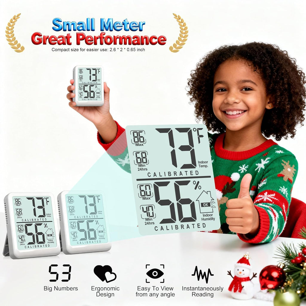 Antonki Digital Room Thermometer - Indoor Humidity Gauge with Max/Min Records | Battery Included