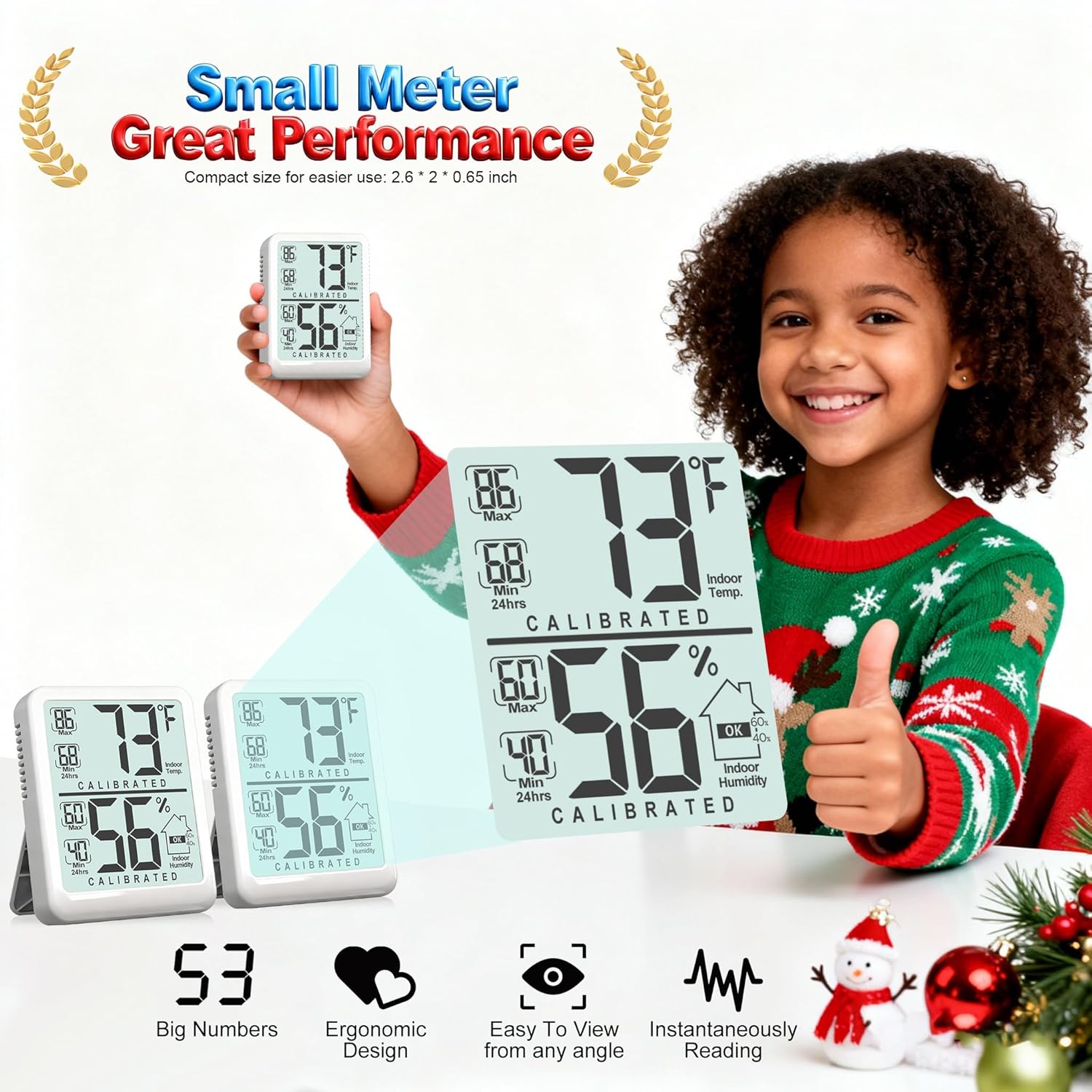 Antonki Digital Room Thermometer - Indoor Humidity Gauge with Max/Min Records | Battery Included