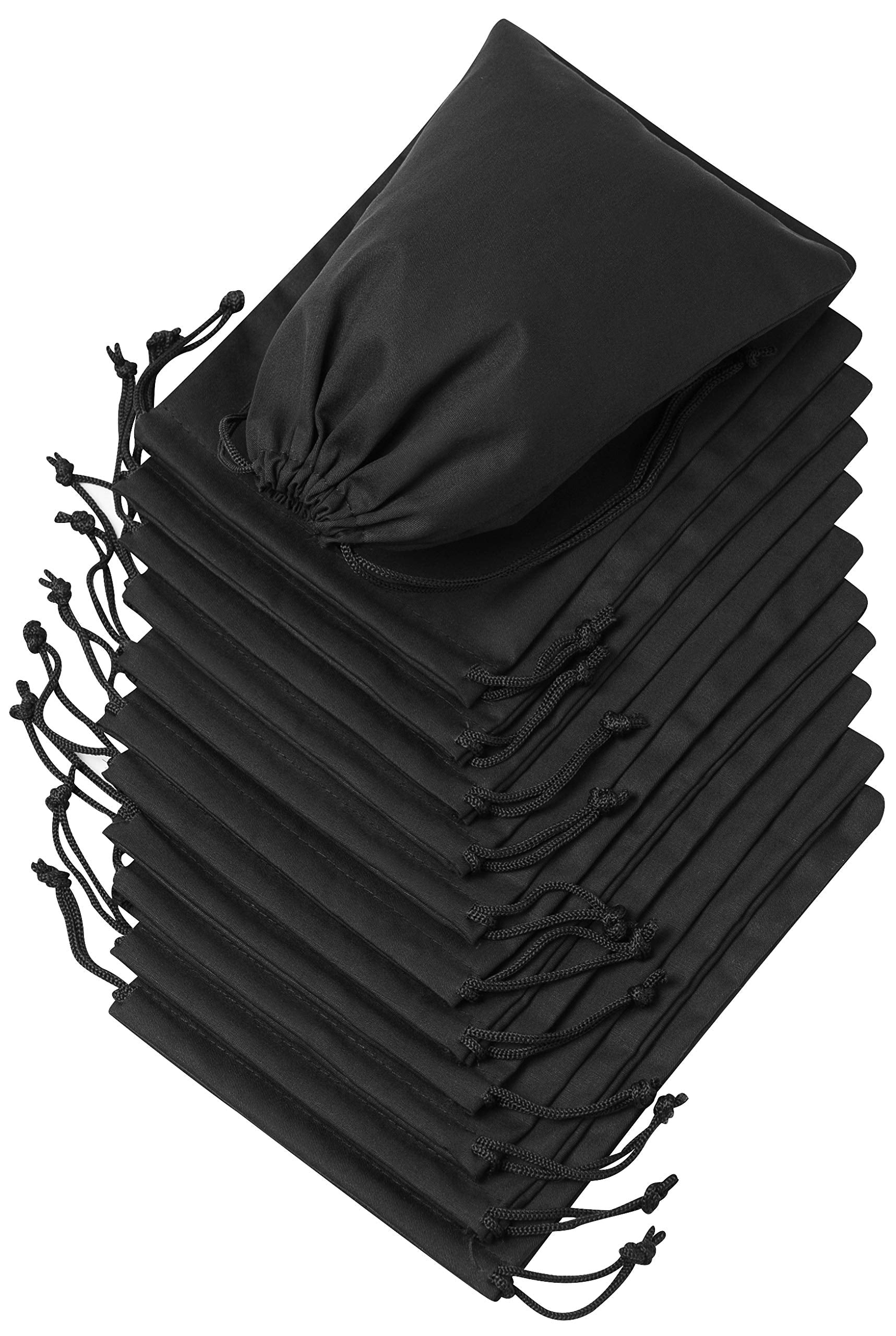 DR Black Cotton Drawstring Bags with Double String, Small Cinch Bag for Pantry Gifts Kitchen Wardrobe (6 x 8 inch - 12 pack)