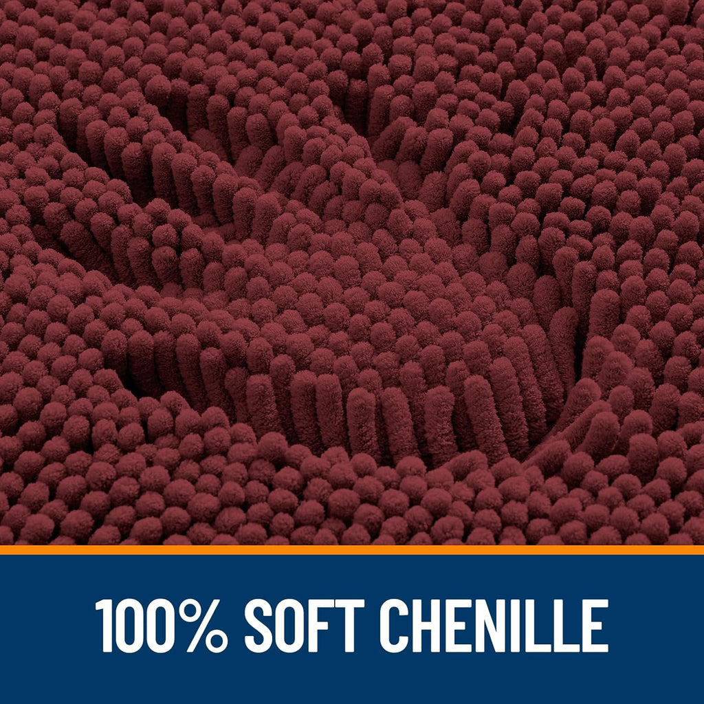 OLANLY Bathroom Runner Rugs - Soft Absorbent Chenille Bath Mat | Quick Dry, Machine Washable, 47x17, Andorra Red-Brown