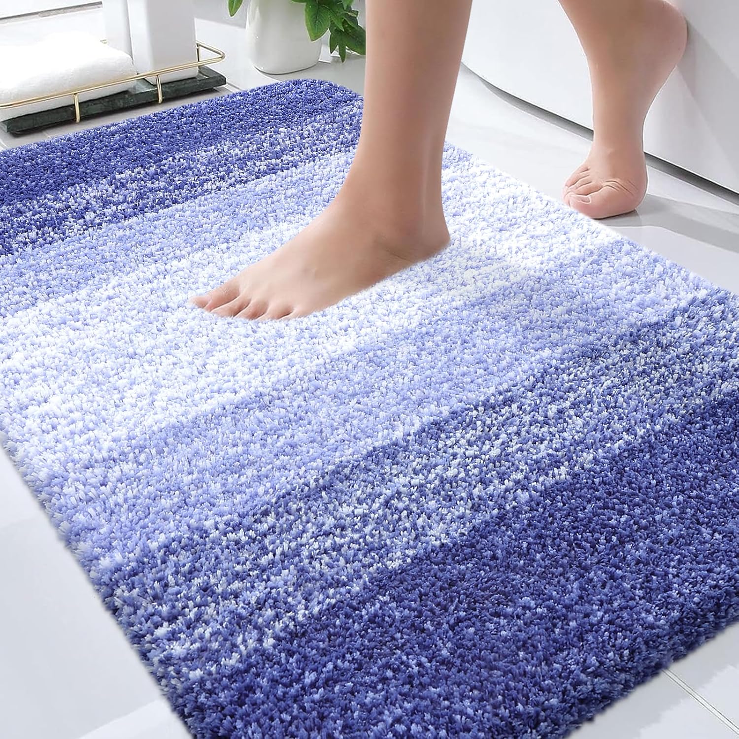 OLANLY Bathroom Rugs - Extra Soft Microfiber Mat | Quick Dry, Machine Washable, 34x21, Blue-Violet