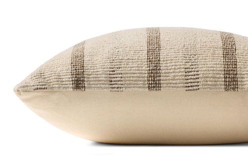 Loloi II Collection PLL0175 Ivory/Brown 20'' x 20'' Cover w/Down Pillow