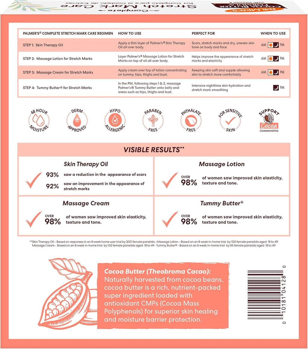 Palmer's Cocoa Butter Formula Pregnancy Skin Care Kit - Dermatologist Approved, 4-Piece Set for Stretch Marks and Scars