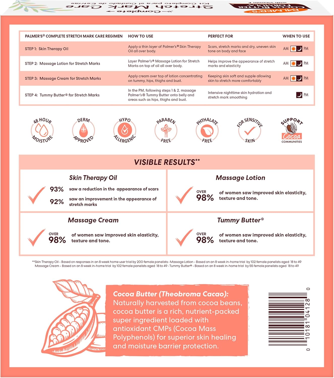 Palmer's Cocoa Butter Formula Pregnancy Skin Care Kit - Dermatologist Approved, 4-Piece Set for Stretch Marks and Scars