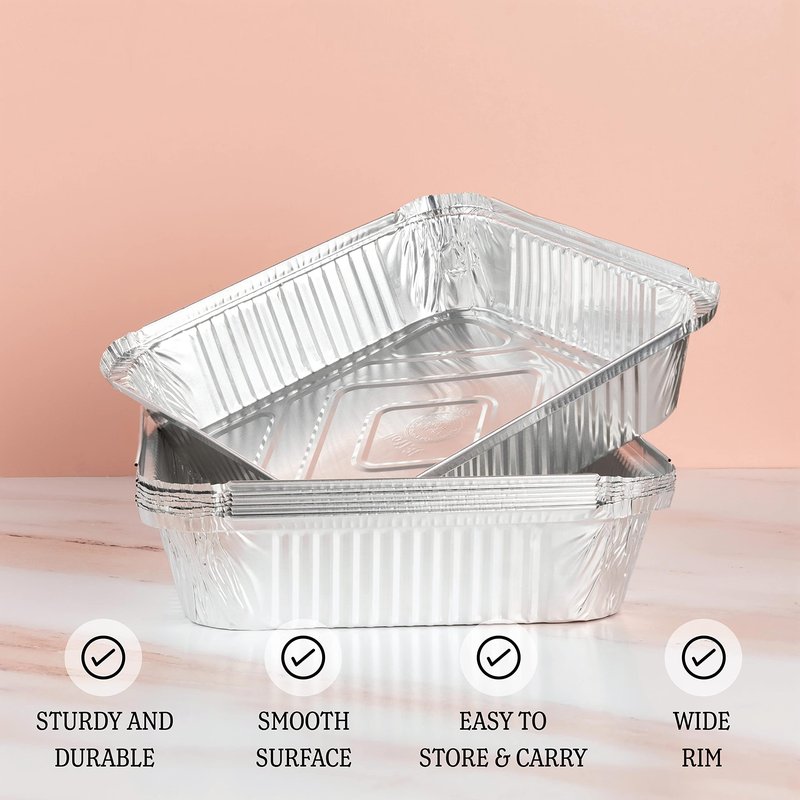 PLASTICPRO Disposable 9'' X 9'' X 2'' Inch Square Aluminum Tin Foil Baking Pans Bakeware - Cookware Perfect for Baking Cakes, Breads, Brownies, Bread, Meatloaf, Lasagna, Pack of 50