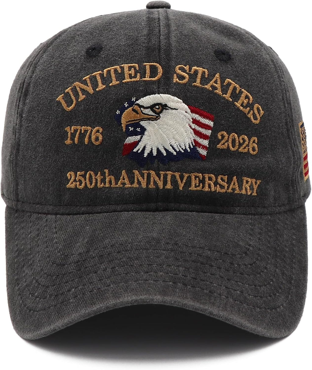 USA 250th Anniversary Hat - Patriotic Baseball Cap with Embroidered Eagles | Unisex 1776-2026