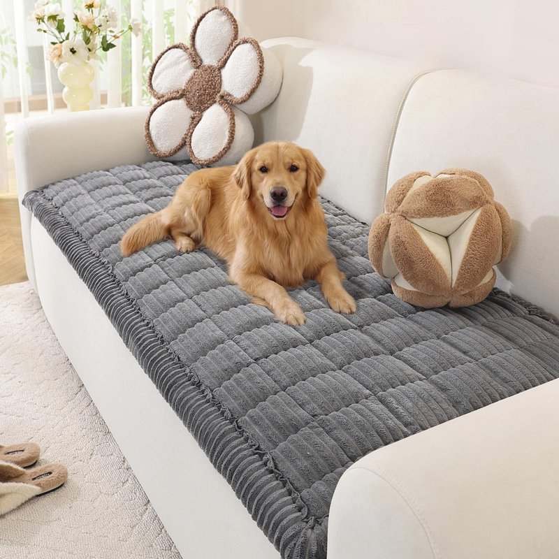 OstepDecor Washable Couch Cover for Dogs, Thick Pet Friendly Sofa Covers, Soft Couch Protector, Paw Cart Sofa Slipcovers, Cushion Protector for Leather, Sectional, Loveseat (27.6" x 70.9", Dark Grey)