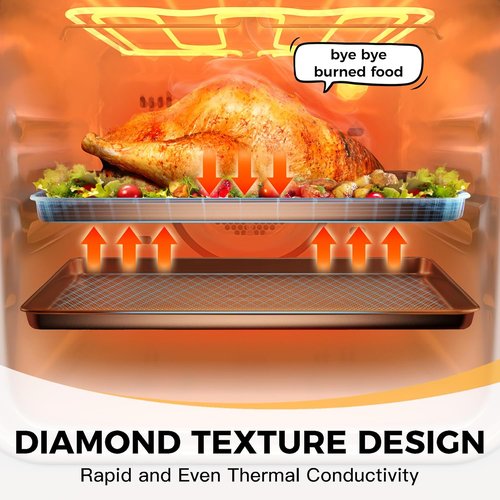 HONGBAKE Nonstick Quarter Sheet Baking Pan - Durable 57% Thicker Carbon Steel, 9 x 13 Size