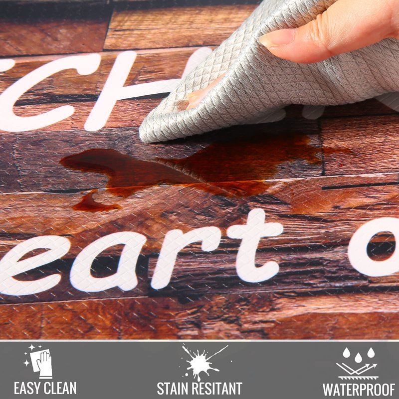 PCSWEET HOME Farmhouse Kitchen Mats for Floor 2 Piece Cushioned Anti Fatigue Kitchen Mat,Memory Foam Kitchen Rug Non Slip Waterproof for Kitchen, Office, Sink, Stove 17"x30"+17"x47"(Coffee)