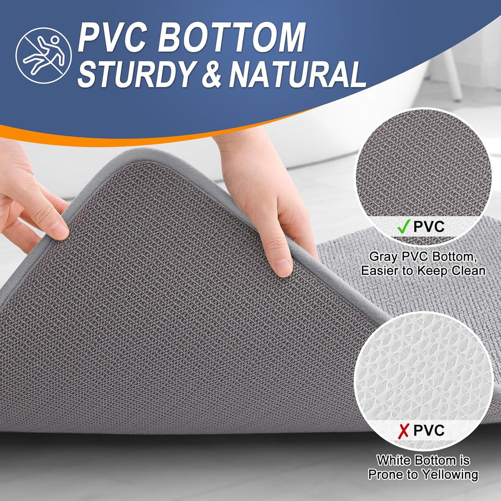 OLANLY Thick Memory Foam Bath Mat Rug - Extra Soft & Absorbent Non-Slip Design | 30x20 Grey, Quick Dry
